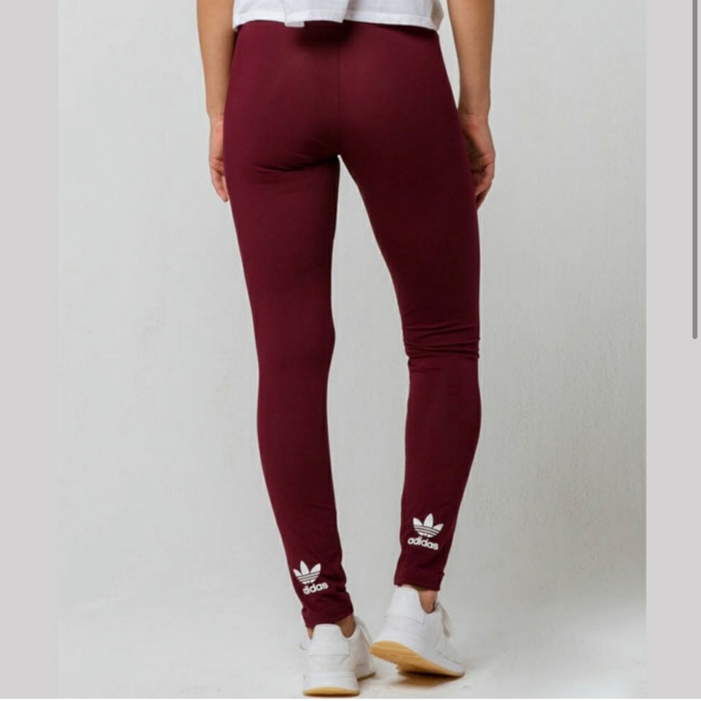 adidas Originals Women's Trefoil Tights Leggings in BURGUNDY/MAROON (S)